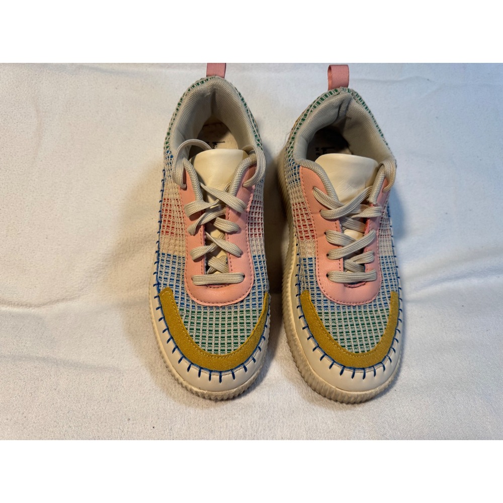 Nicole Miller Patchwork Platform Sneakers Multicolor Whipstitch Trainers 7.